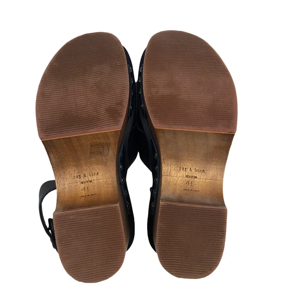 NWT Rag & Bone Hester Navy Leather Platform Sandal 11